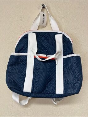 LeSportsac NWT Navy Quilted Backpack with White Straps and Red Trim